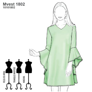 MOLDE VESTIDO EVASE MUJER 1802