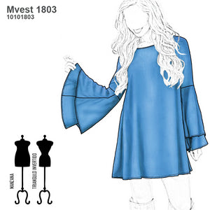 MOLDE VESTIDO EVASE MUJER 1803