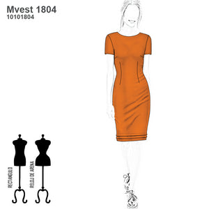 MOLDE VESTIDO TUBO MUJER 1804