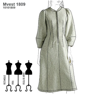 MOLDE VESTIDO EVASE MUJER 1809