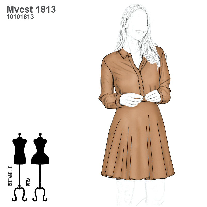 MOLDE VESTIDO CAMISERO MUJER 1813