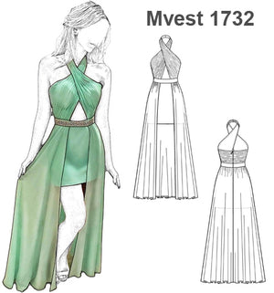 MOLDE VESTIDO FIESTA MUJER 1732