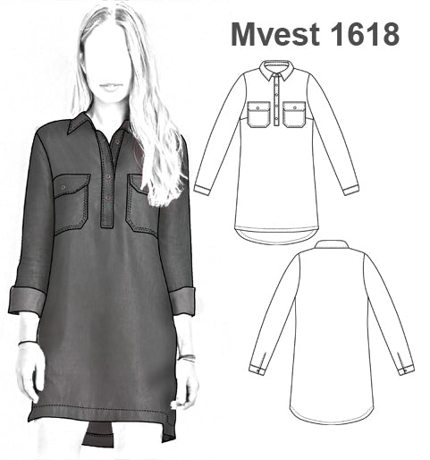 MOLDE VESTIDO CAMISERO MUJER 1618