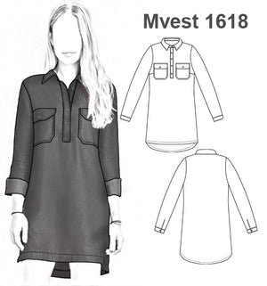 MOLDE VESTIDO CAMISERO MUJER 1618