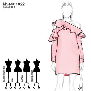 MOLDE VESTIDO VUELOS MUJER 1822