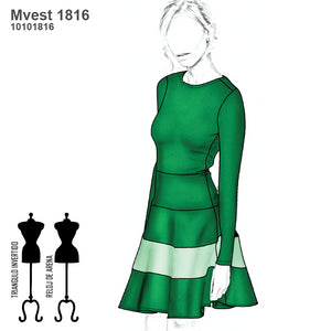 MOLDE VESTIDO PLATO MUJER 1816