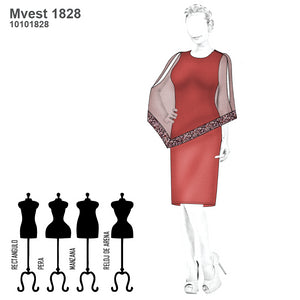 MOLDE VESTIDO FIESTA CORTO MUJER 1828