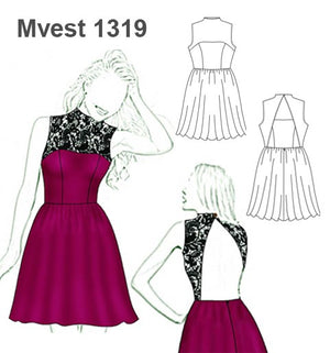 MOLDE VESTIDO ESCOTE ESPALDA MUJER 1319