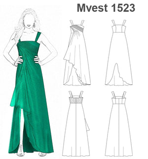MOLDE VESTIDO FIESTA LARGO MUJER 1523