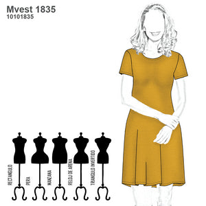 MOLDE VESTIDO EVASE BASICO MUJER 1835