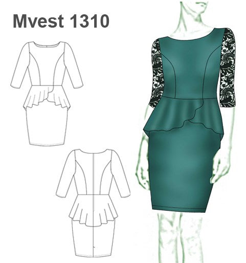 MOLDE VESTIDO PEPLUM MUJER 1310
