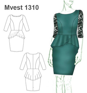 MOLDE VESTIDO PEPLUM MUJER 1310