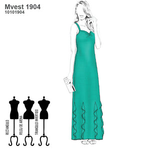 MOLDE VESTIDO LARGO MUJER 1904
