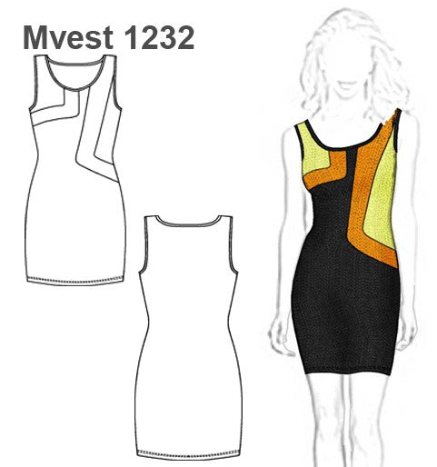 MOLDE VESTIDO AJUSTADO MUJER 1232
