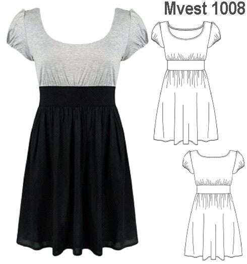 MOLDE VESTIDO EVASE MUJER 1008