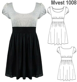 MOLDE VESTIDO EVASE MUJER 1008