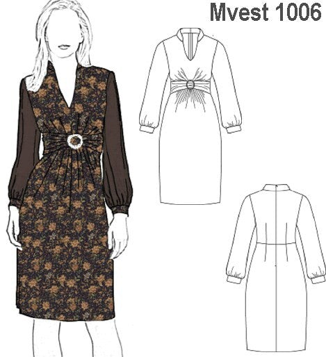 MOLDE VESTIDO MANGA LARGA MUJER 1006