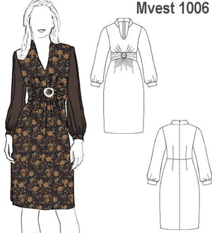 MOLDE VESTIDO MANGA LARGA MUJER 1006