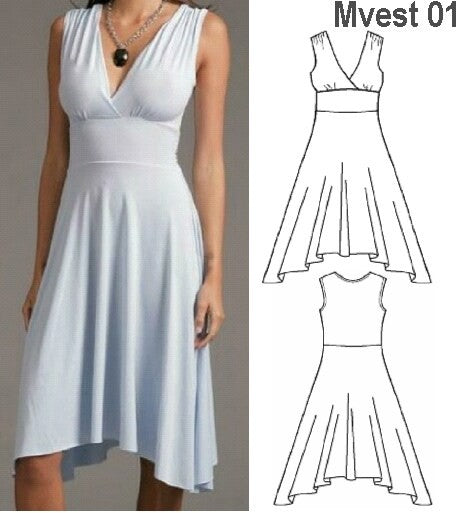 MOLDE VESTIDO EVASE MUJER 0901