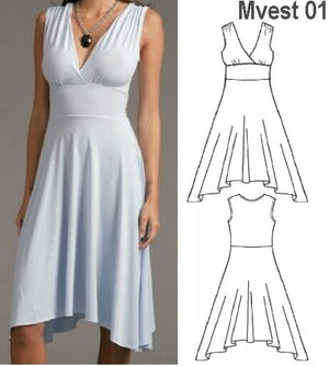 MOLDE VESTIDO EVASE MUJER 0901