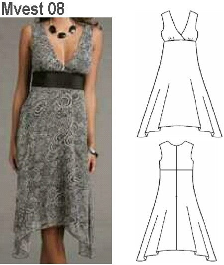 MOLDE VESTIDO PUNTAS MUJER 0908