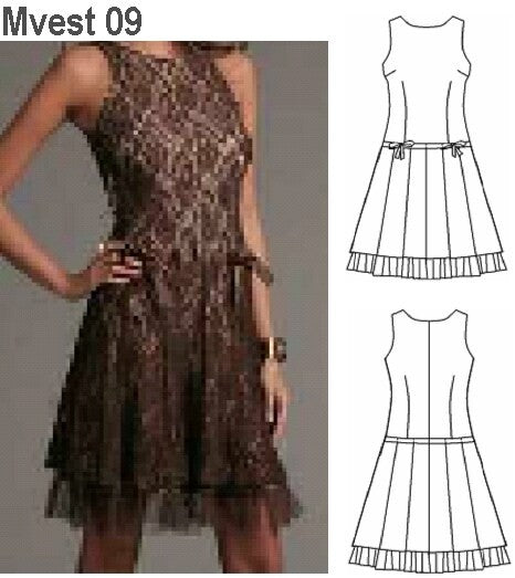MOLDE VESTIDO TABLAS MUJER 0909