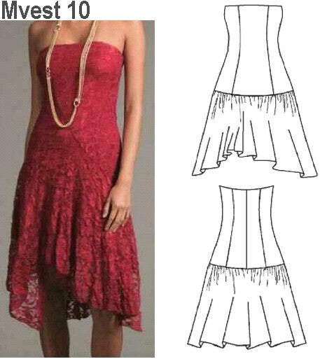 MOLDE VESTIDO STRAPLESS MUJER 0910