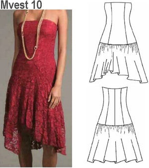 MOLDE VESTIDO STRAPLESS MUJER 0910