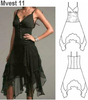 MOLDE VESTIDO ASIMETRICO MUJER 0911