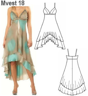 MOLDE VESTIDO ASIMETRICO MUJER 0918