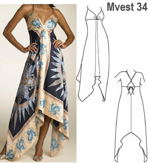 MOLDE VESTIDO ASIMETRICO MUJER 0934
