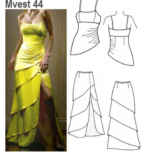 MOLDE VESTIDO FIESTA MUJER 0944