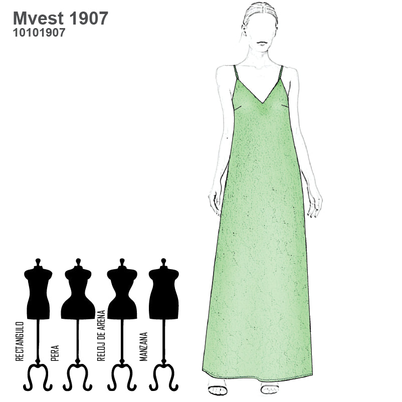MOLDE VESTIDO LARGO MUJER 1907