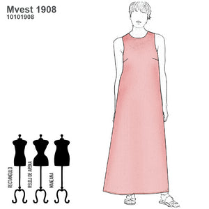 MOLDE VESTIDO LARGO MUJER 1908